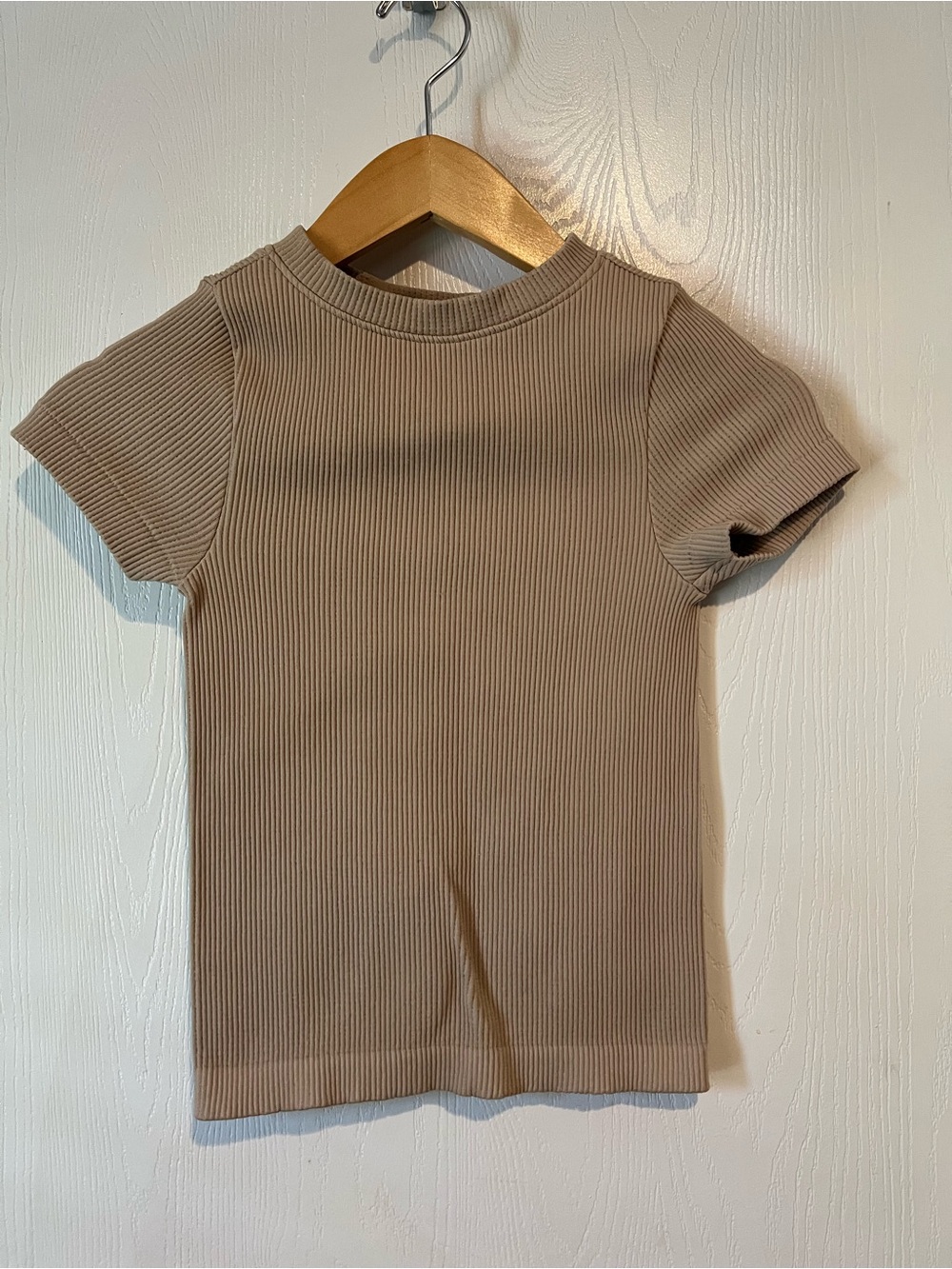 Old Navy  Beige Ribbed  Short Sleeve Seamless T-Shirt & Coral Tank Women Sz S
